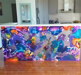 Colouful Glass Island Bench Counter Front